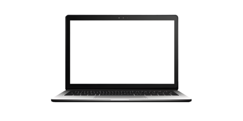 Laptop's Blank Canvas: A sleek, open laptop with a bright, empty screen awaits, offering limitless possibilities for digital content creation and communication.