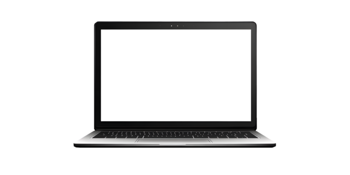Laptop's Blank Canvas: A sleek, open laptop with a bright, empty screen awaits, offering limitless possibilities for digital content creation and communication.