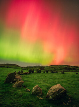 Aurora Borealis above Stone Circle