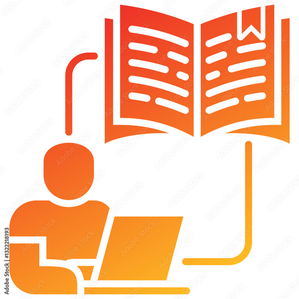 Poster virtual class glyph gradient icon