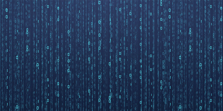 Abstract falling digits. Digital code rain in a Matrix inspired futuristic style. Blue futuristic cyberspace. Vector illustration