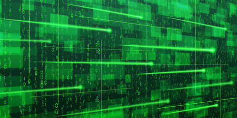 Digital data technology concept. Green futuristic cyberspace. Vector illustration