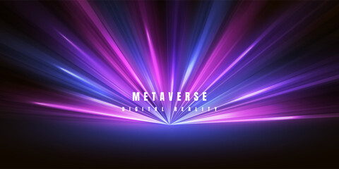 Obraz premium Digital technology metaverse. Abstract speed shiny lines. Ai big data, future innovation vector illustration