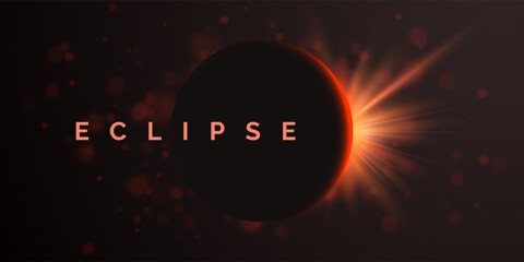 Solar eclipse or planetary collision. Large flash or explosion. Vector illustration © Oleh