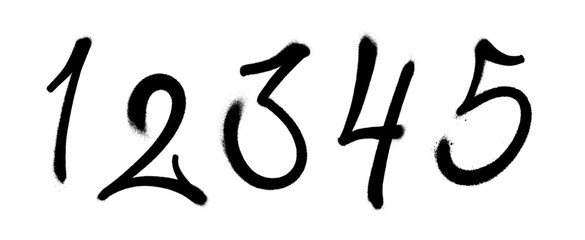 Graffiti spray font alphabet. Digits. Part 6. Vector illustration