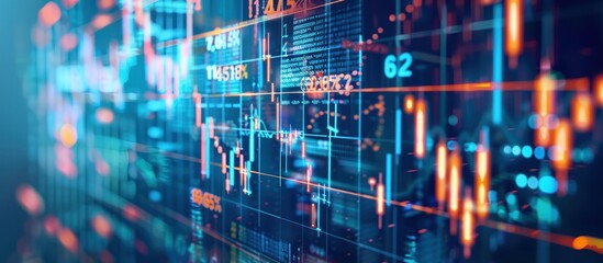 Fototapeta premium Abstract financial data visualization with charts and graphs.