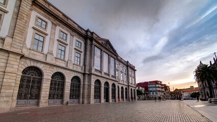 Naklejka premium Natural History Museum of Porto University building in Gomes Teixeira Square timelapse hyperlapse. Porto, Portugal.