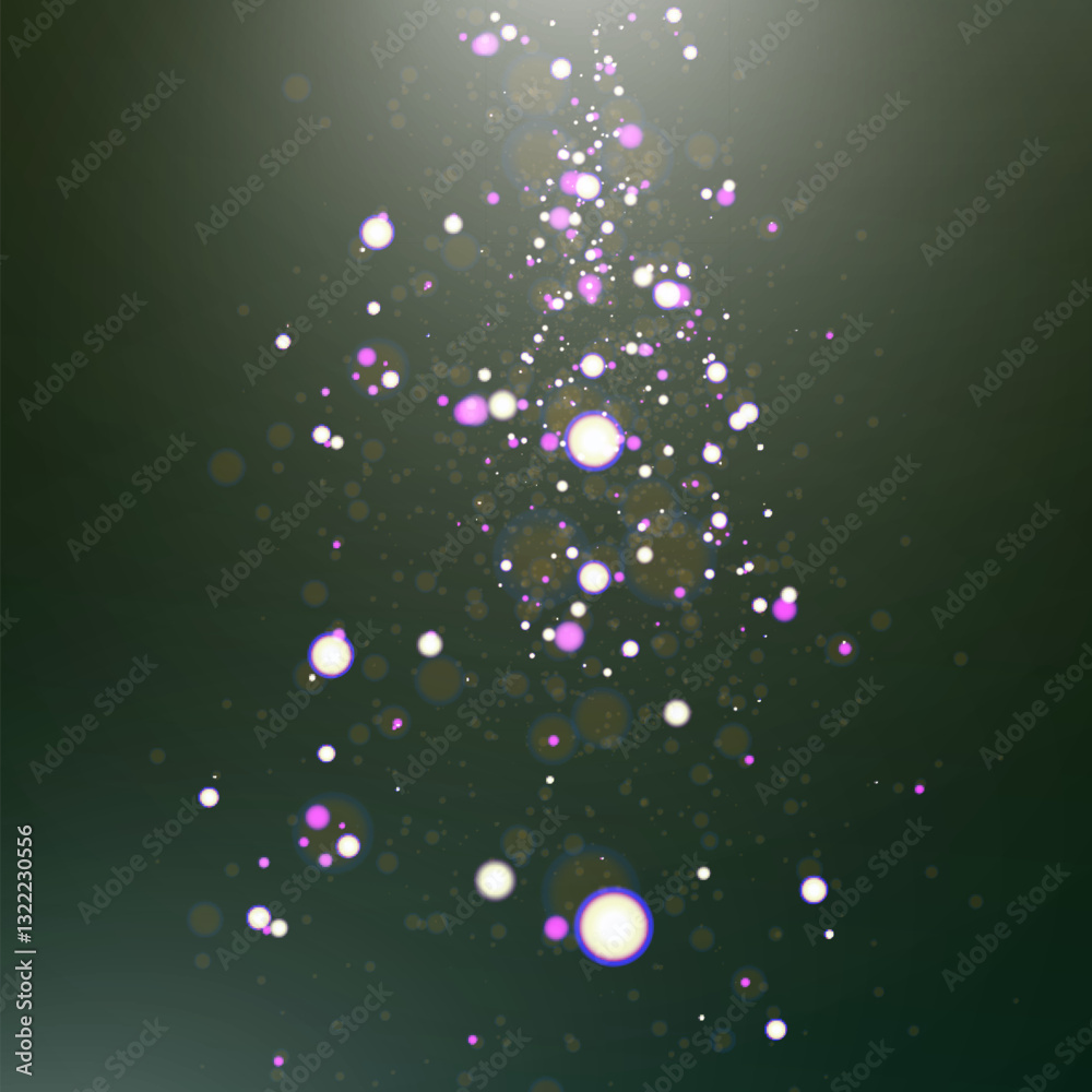 Poster Christmas light effect with glowing bokeh and sparkling particles on a transparent background. Perfect for overlays, festive designs, and magical backgrounds.

