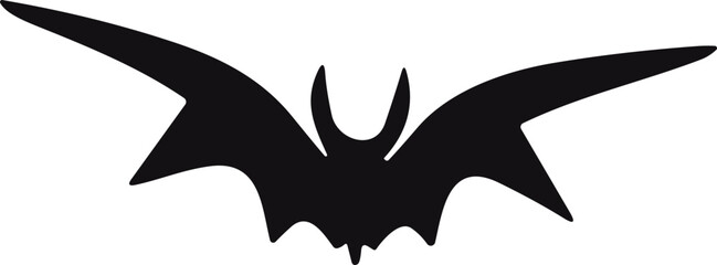 Naklejka premium Bat horror flat. Sticker with black mouse for Halloween decoration. Simple icon with animal. Silhouette of flying bat