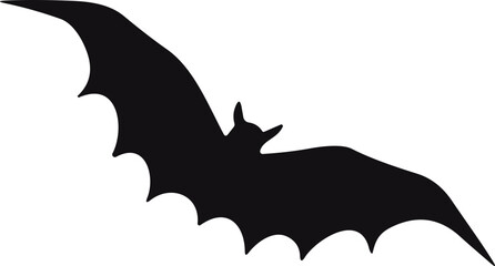 Bat horror flat. Sticker with black mouse for Halloween decoration. Simple icon with animal. Silhouette of flying bat