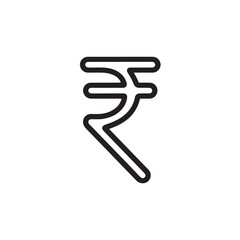 Line drawing of Rupee currency symbol. Line art of Indian rupee currency symbol. Vector illustration.