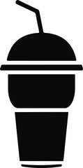 Cold drink glass in flat style. Disposable plastic coffee or tea cup with straw icon vector