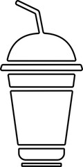 Disposable plastic coffee or tea cup or glass with straw icon vector. cold drink glass in line style.