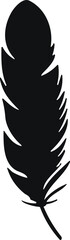 Bird Feather. Feathers vector in a flat style. Pen icon. Black quill feather silhouette. Plumelet