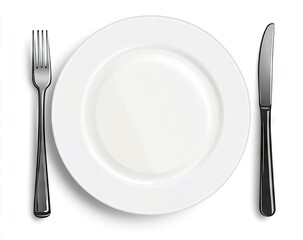 Empty white plate with fork and knife (4)