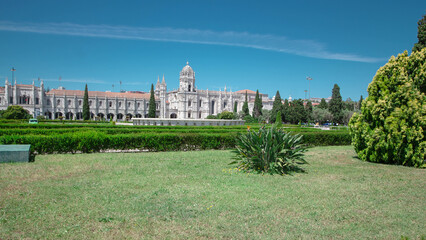 The Jeronimos Monastery or Hieronymites Monastery in Lisbon, Portugal timelapse hyperlapse