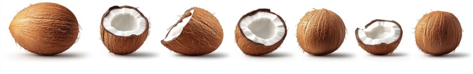 Sliced and Whole Nuts on White Background with Natural Textures and Clear Details for Culinary and Food Photography Use