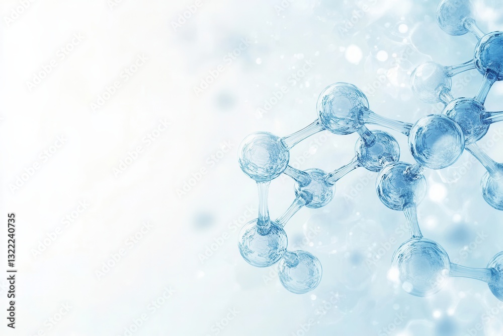 Aufkleber abstract molecular structures in light blue and white illustrating scientific concepts in a sterile 