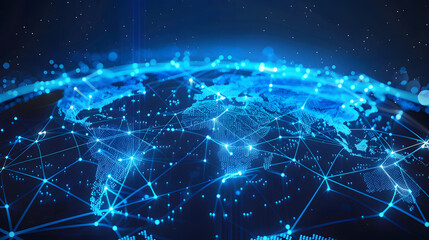 Fototapeta premium A blue globe with a network of lines connecting it