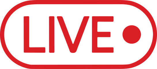 Live streaming icon. Red symbol and button of live streaming, broadcasting, online stream. Lower third template for tv, shows, movie and live performances. Vector
