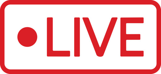 Live streaming icon. Red symbol and button of live streaming, broadcasting, online stream. Lower third template for tv, shows, movie and live performances. Vector