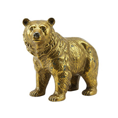 gold antique vintage bear figurine with transparent background
