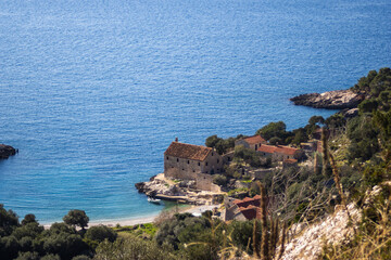Aerial photo of Vrboska, isal of Hvar, Croatia. European luxury tourism concept
