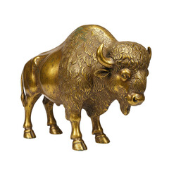 Fototapeta premium gold antique vintage buffalo figurine with transparent background