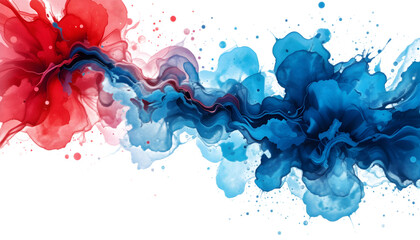 A colorful watercolor splash blending red and blue on a white background, created with AI to inspire creativity and artistic exploration in a digital age.
