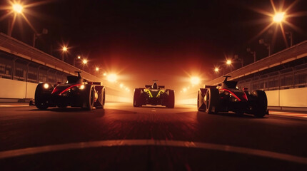A Journey on the Special Sports Track, emphasizing dramatic lighting, high contrast, and tension.