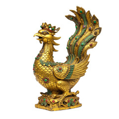 Fototapeta premium gold antique vintage phoenix figurine with transparent background