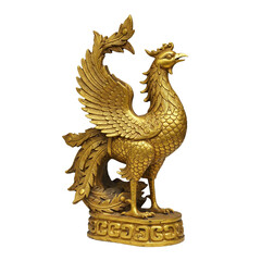 Fototapeta premium gold antique vintage phoenix figurine with transparent background
