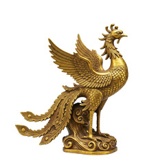 Fototapeta premium gold antique vintage phoenix figurine with transparent background