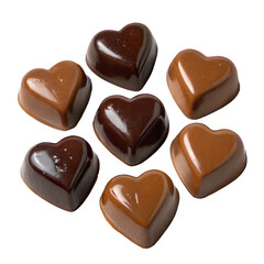 Obraz premium Heart-Shaped Chocolate Candies Isolated on Transparent Background