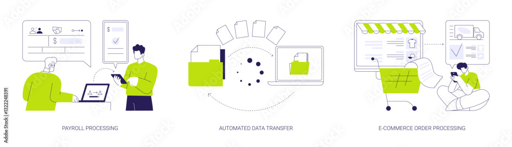 Wall mural automated business processes abstract concept vector illustrations.