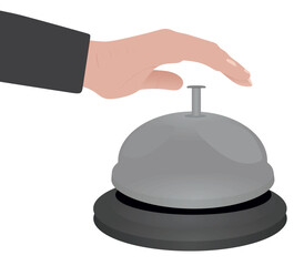 Hand press reception bell. vector