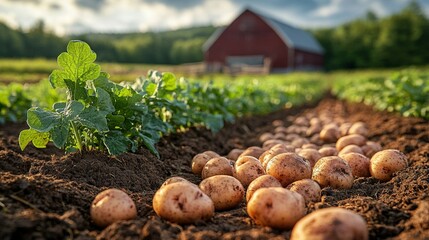 Freshly Dug Potatoes in the Field 