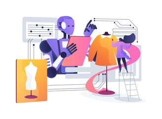 AI Fashion Design Collaboration abstract concept vector illustration.