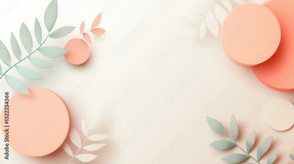 Poster Modern minimalist design featuring soft geometric shapes and pastel tones, creating an elegant and serene backdrop ideal for creative projects