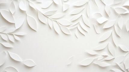 White paper leaves arranged on a light background create a minimalist and elegant decorative effect in a modern setting