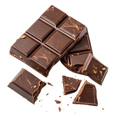 Pieces of Chocolate Bar Isolated on Transparent Background