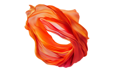 Vibrant Orange Abstract Fabric Flowing in Spiral Shape Design