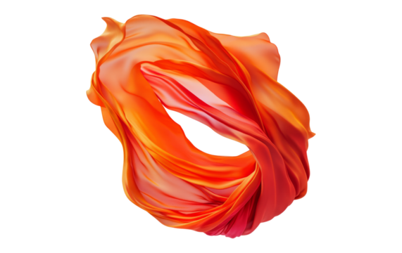 Vibrant Orange Abstract Fabric Flowing in Spiral Shape Design