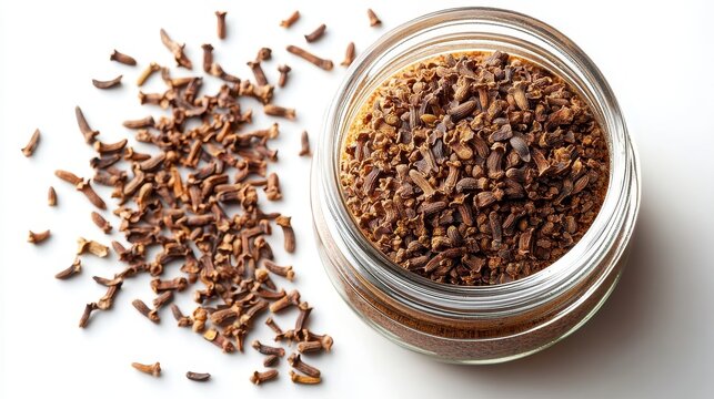 Dried cumin seeds in glass jar 