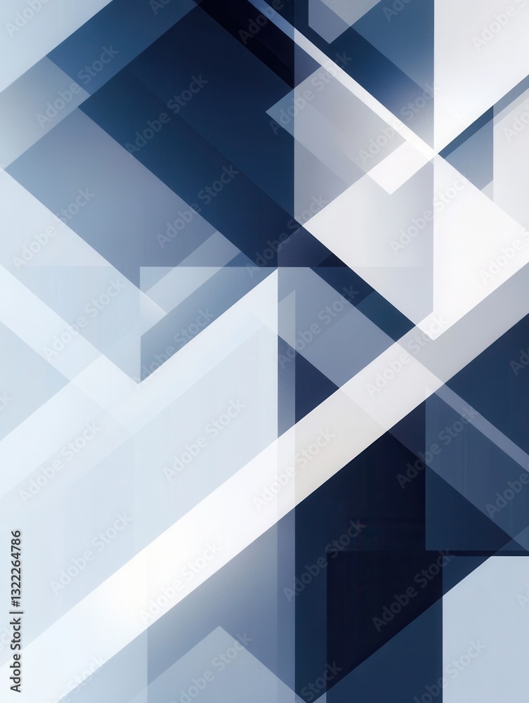 Poster structured geometric background in navy blue, gray, and white symbolizing governance and stability f
