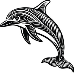 Silhouette of a Dolphin in a Simple Black and White Style
