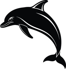 Silhouette of a Dolphin in a Simple Black and White Style
