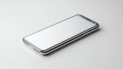 A sleek, silver smartphone, resembling the  OS, sits against a pristine white background, ready to become the star of your mockup. Its minimalist design and subtle silver shadow create a