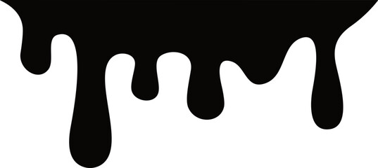 Paint dripping flat. Dripping liquid. Paint flow. Current paint, stains. Ink Current drop. Vector illustration. Flowing liquid. Stencil drops. Paint splatter. Molten. Chocolate drop. Oil drop