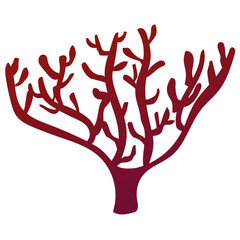 Red coral. Underwater inhabitant. Inhabitant of the ocean floor. Marine animal. Vector illustration isolated on white background.